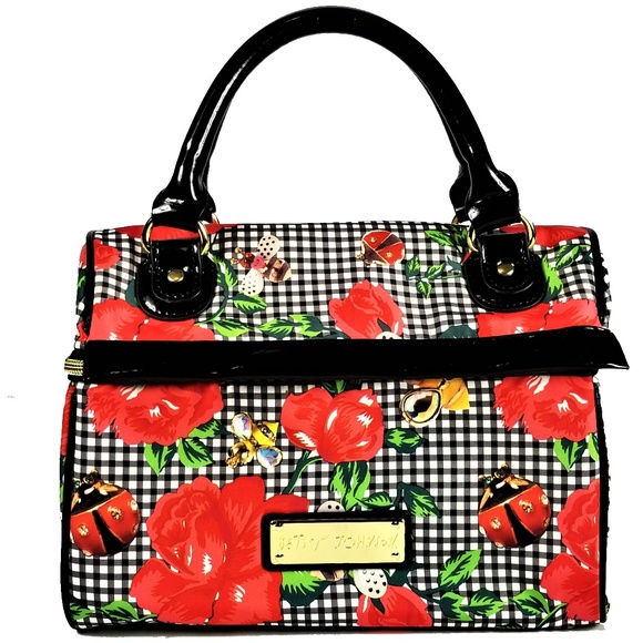 Betsey Johnson Handbags - Betsey Johnson Purse Lunch Tote Ladybug Red Floral